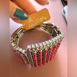 Atiplo Silver and Pink Women's Bracelet